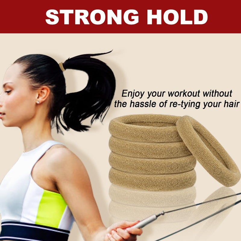 IKOCO 150PCS Hair Ties, Hair Ties for Women No Damage, Cotton Seamless Ponytail Holders for Thick Hair, Light Brown - Image 5